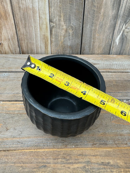 Etched Black Ceramic Cache Pot