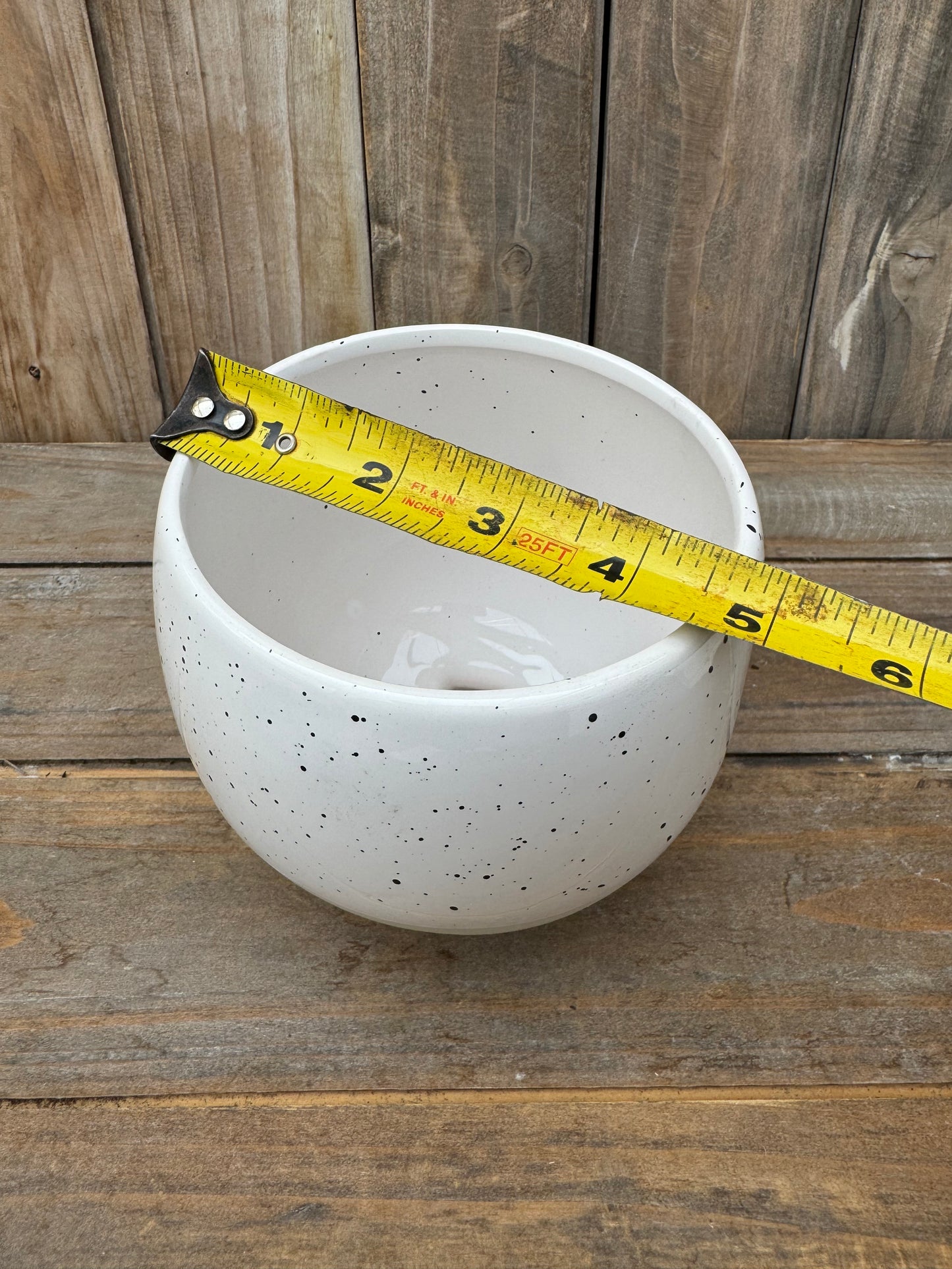 Speckled White Ceramic Cache Pot