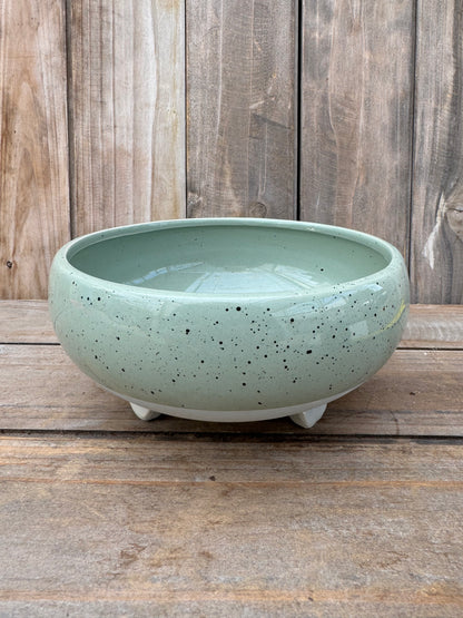 Speckled Mint Shallow Ceramic Cache Pot