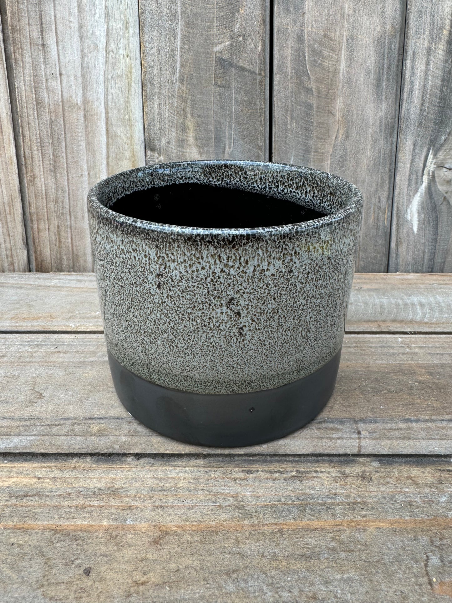 Gray Glazed Ceramic Cache Pot