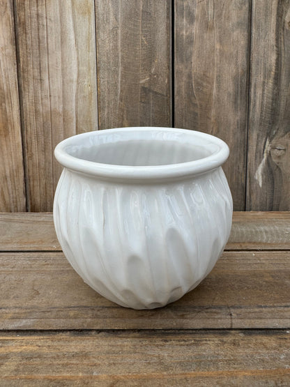 White Swirled Ceramic Cache Pot