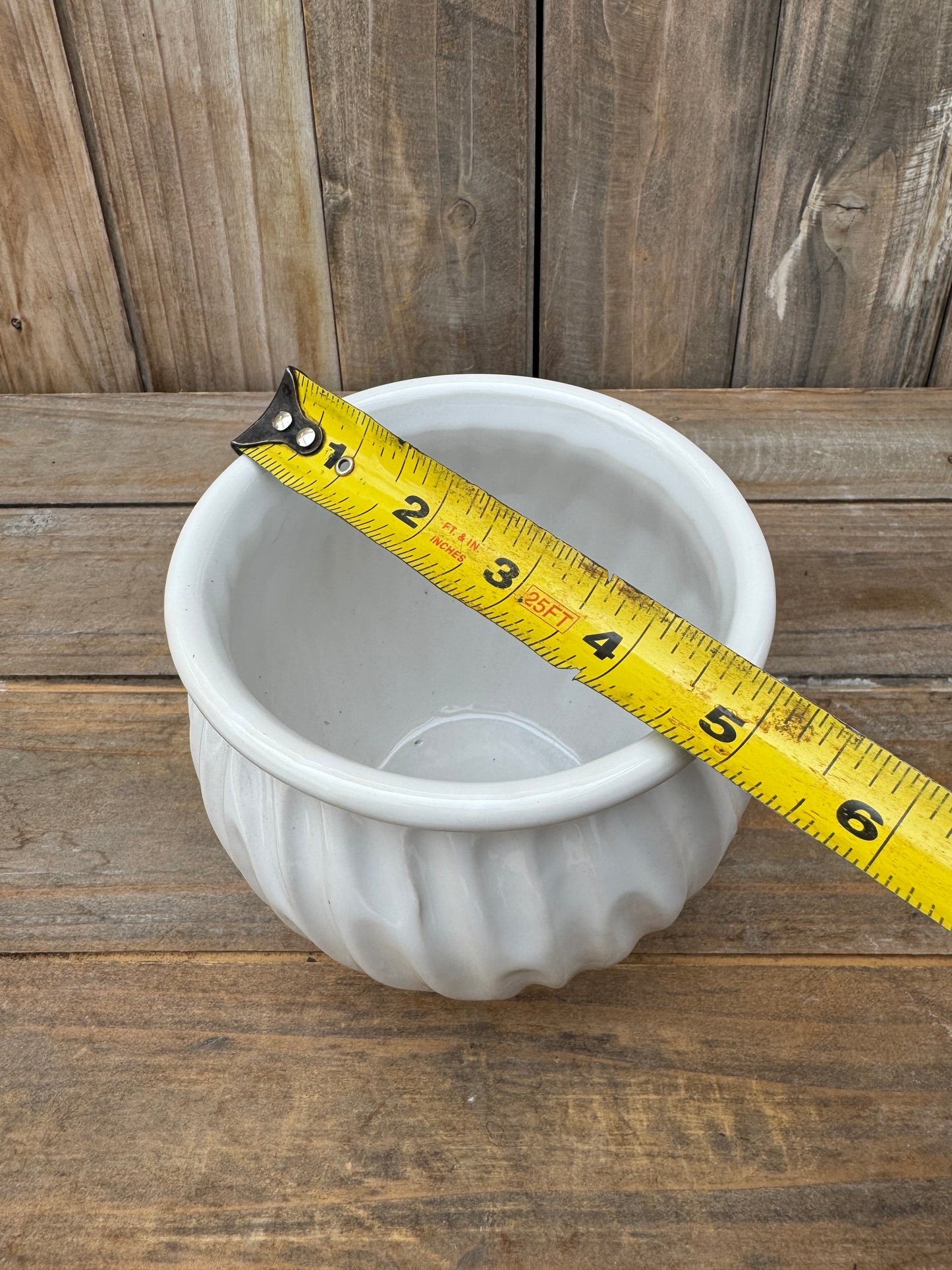 White Swirled Ceramic Cache Pot