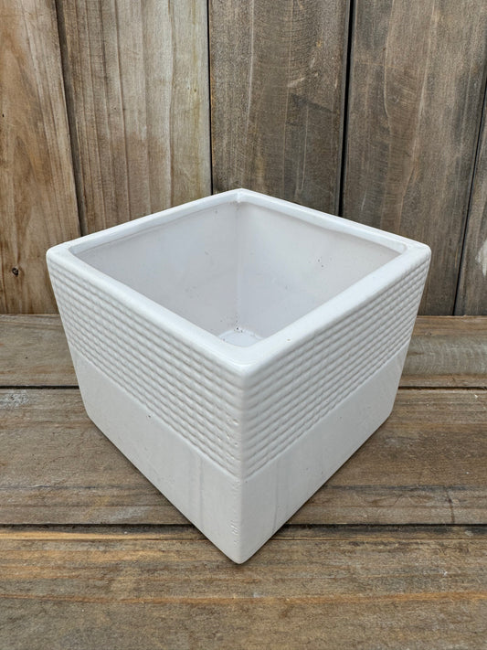 White Square Ceramic Pot