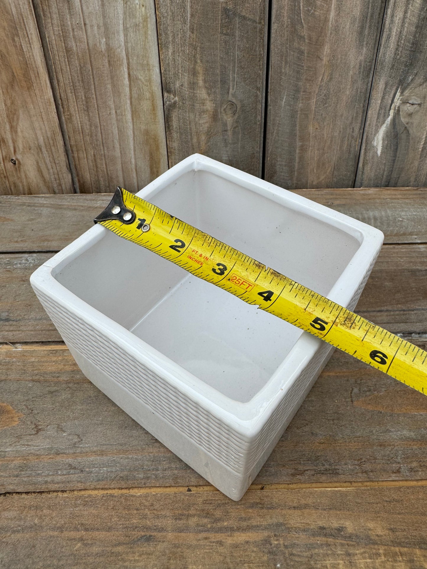 White Square Ceramic Pot