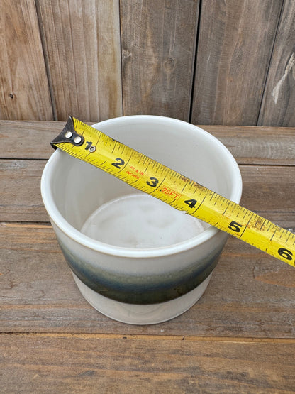 White & Teal Glazed Ceramic Cache Pot